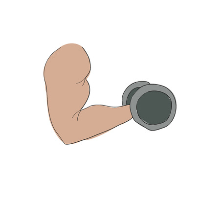 freehand cartoon strong arm flexing bicep sportのイラスト素材