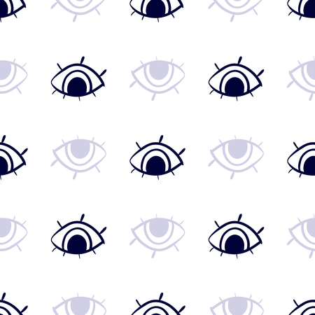 Eyes doodle pattern. Light seamless. Cute background for design.のイラスト素材