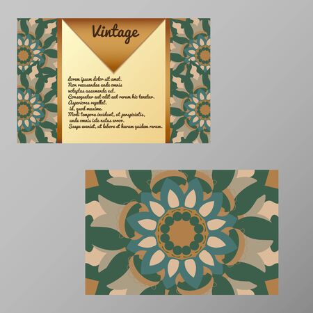 Vintage cards with mandala pattern and ornaments.のイラスト素材