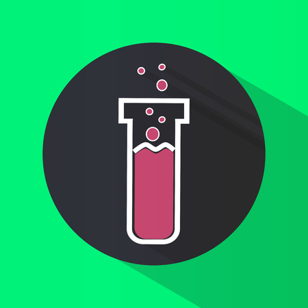 Icon. Chemical laboratory flask. Tube. Tests. Science Round. Bright. Flat design. For your useのイラスト素材