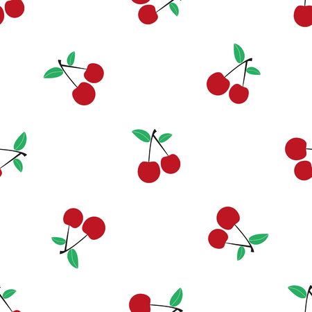 Seamless cherry pattern. Berries. Delicious healthy eating. Flat design.のイラスト素材