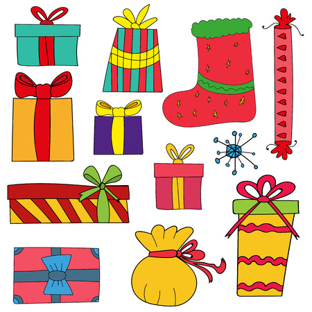 Hand drawing. Doodle. Gifts. Celebration. For your design.のイラスト素材