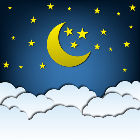 Night sky. The moon and the stars. Beautiful. Space. For your design.のイラスト素材