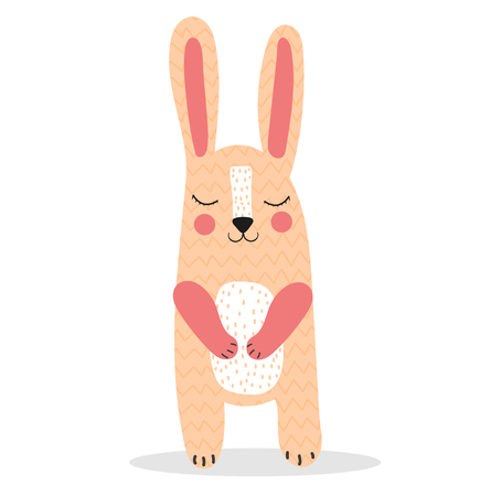 Cute rabbit, hare. Scandinavian style. Children's. print. For clothes, postcard.のイラスト素材