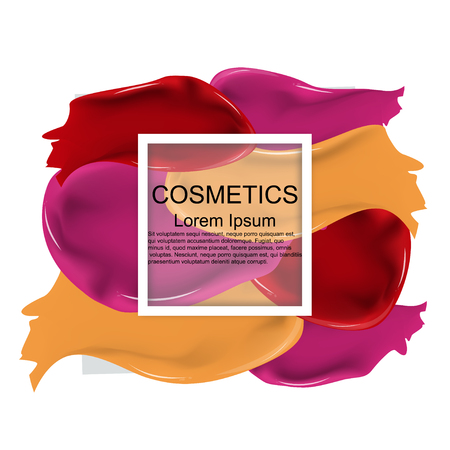 Cosmetics. Lipstick. Smear. Track. Frame. Realistic. Bright. Background. Presentation. For the magazine, the layout. For your design.のイラスト素材