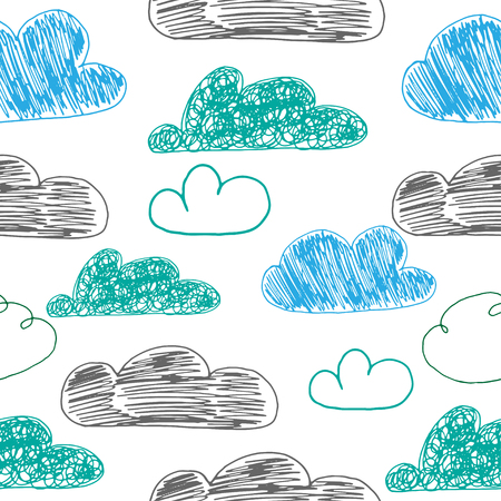 Clouds. Pattern. Prints for clothes, postcards. For your design. Air. Hand drawing.のイラスト素材