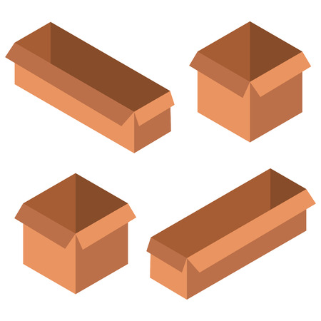 A set of boxes. Isometry. view from above. Cardboard. For your design. An object.のイラスト素材
