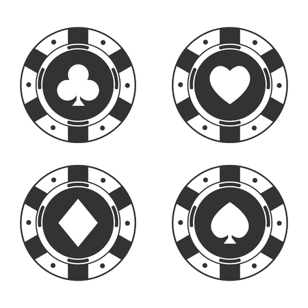 Set. Casino. Chips and suit. Cards. Gambling. Simple flat style. For your design. An object.のイラスト素材