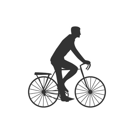 Cyclist. Sport. Stroll. Silhouette isolated on white background. Icon. For  designのイラスト素材