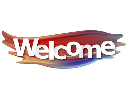 Welcome. Color gradient brush. Bright. Smears of acrylic, watercolors, gouaches. Decorative element.のイラスト素材