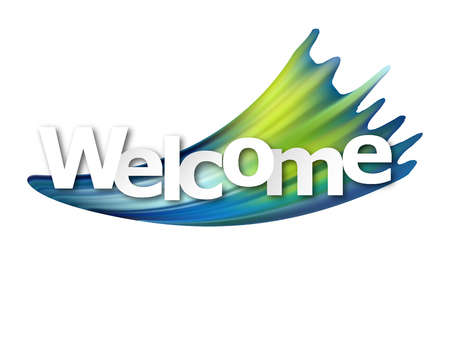 Welcome. Color gradient brush. Bright. Smears of acrylic, watercolors, gouaches. Decorative element.のイラスト素材