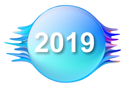 2019. New Year and Christmas. On the background of acrylic brush strokes. Bright modern design. Vector element. For design.のイラスト素材