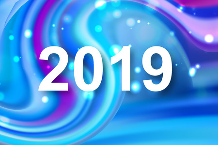 2019. New Year and Christmas. On the background of acrylic brush strokes. Bright modern design. Vector element. For design.のイラスト素材