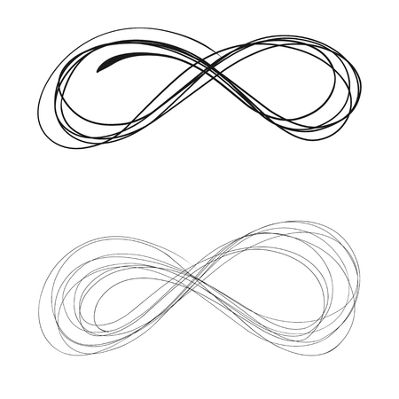 Scribble. Handwritten. Lines. Heart, infinity. Entangled. For your design.のイラスト素材
