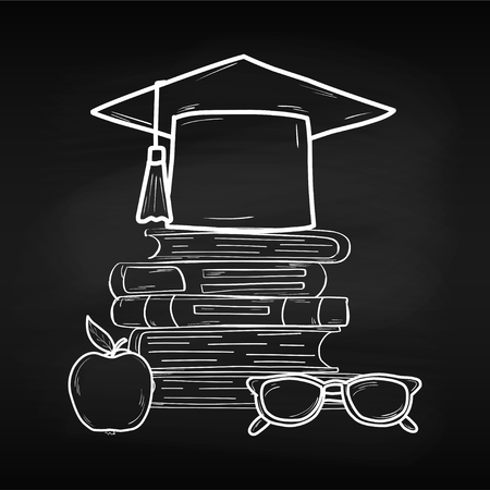 Training. World Book Day. April. Knowledge. Reading. World For your design Chalk board Schoolのイラスト素材