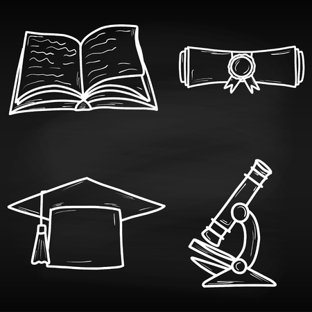 Training. World Book Day. April. Knowledge. Reading. World For your design Chalk board Schoolのイラスト素材