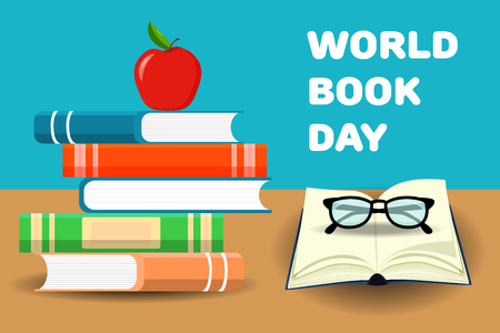 Books Training. World Book Day. April. Knowledge. Reading. World. For your design.のイラスト素材