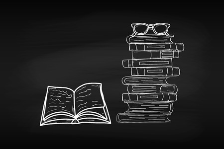 Training. World Book Day. April. Knowledge. Reading. World For your design Chalk board Schoolのイラスト素材