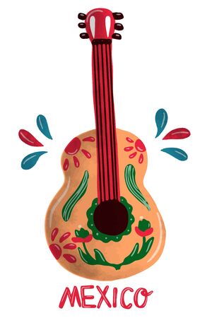 Modern guitar, great design for any purposes. Music poster. Vector sketch illustration. Sketch style. Vector set. Vector cityscape illustration. Vector holiday illustration.のイラスト素材