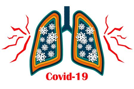 Lungs affected by coronavirus. Paper style. ovid-19. Medicine concept.のイラスト素材