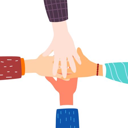 Friendship of Peoples. Hands. Friendship concept. Modern flat style. For your design.のイラスト素材