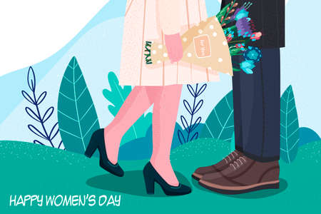 International Womens Day. March 8. Independence, equality. Women. Declaration of love. Flowers. Vector illustration in a modern style. Hand drawing.のイラスト素材
