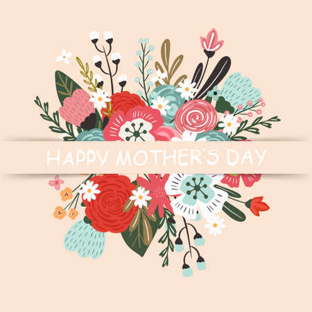 Greeting card. Mothers Day. Lettering. Modern vector illustration. Beautiful floral background. For your designのイラスト素材