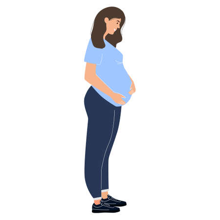Pregnant woman. Vector illustration with a character in a modern flat style. For your designのイラスト素材