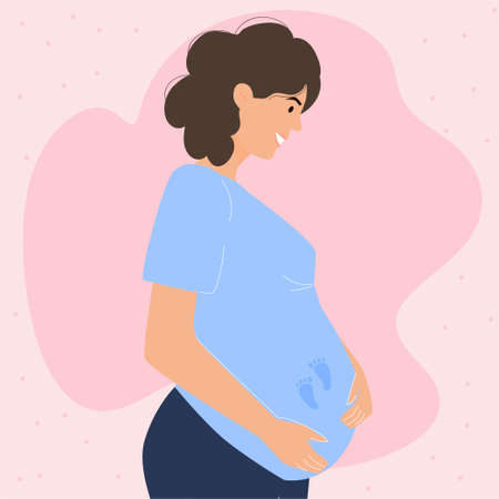 Pregnant woman. Vector illustration with a character in a modern flat style. For your design