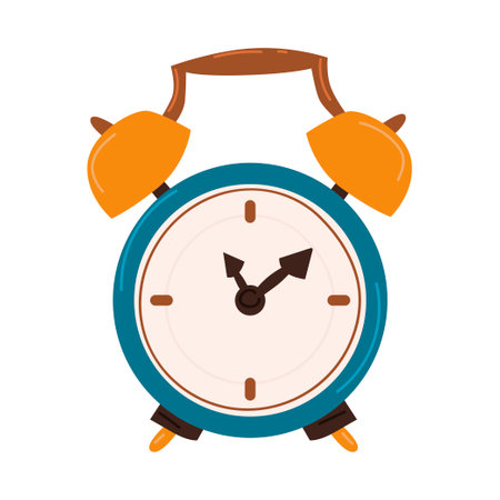 Alarm clock wake-up time isolated on background in flat style. Vector illustrationのイラスト素材