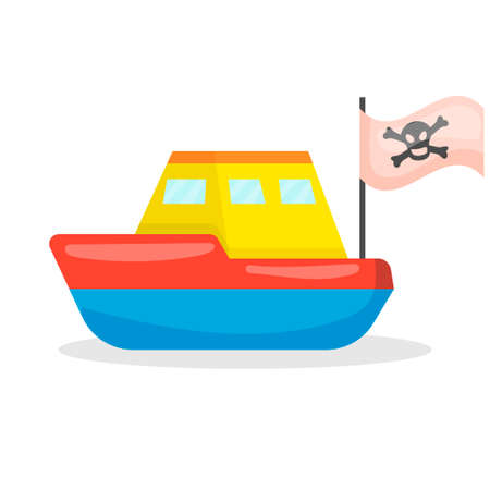 Pirate ship. Childrens toy. Icon isolated on white background. For your design.のイラスト素材