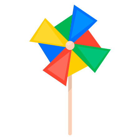 Colorful paper pinwheel. Childrens toy. Icon isolated on white background. For your design.のイラスト素材