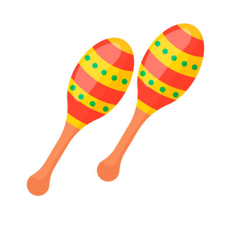 Wooden maracas. Childrens toy. Icon isolated on white background. For your design.のイラスト素材
