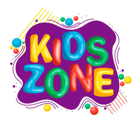Kids zone. Bright inscription. Childrens room. In a cartoon style. For your design.のイラスト素材
