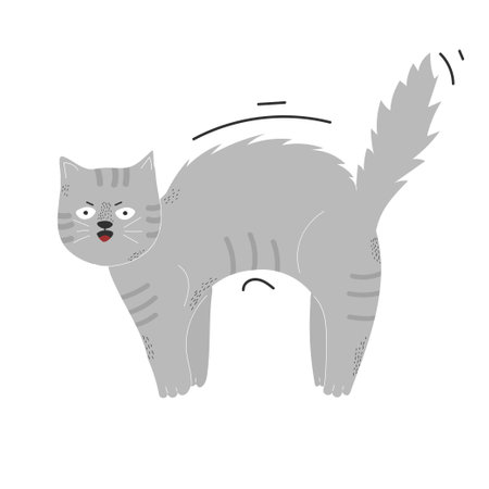 Cute cat in different poses isolated on white background in modern flat style. Animals.のイラスト素材