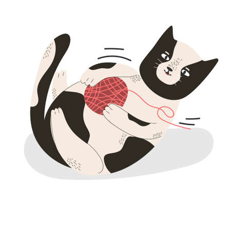 Cute cat in different poses isolated on white background in modern flat style. Animals.のイラスト素材