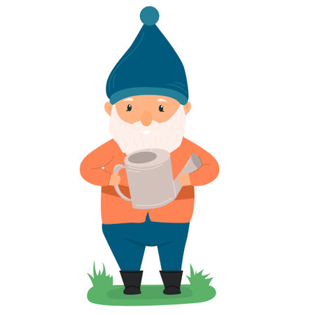 Dear gnome. Cartoon character. Forest inhabitant. Protected from misfortune. Mythical hero. For your design.のイラスト素材