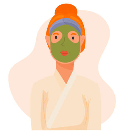 A young girl takes care of her skin. Cosmetics. Daily care. For your designのイラスト素材