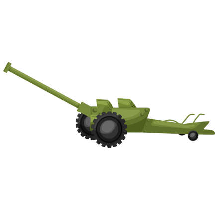 Antitank gun. Vector illustration with military equipment. The object is isolated on a white background. War. Army. For your design.のイラスト素材