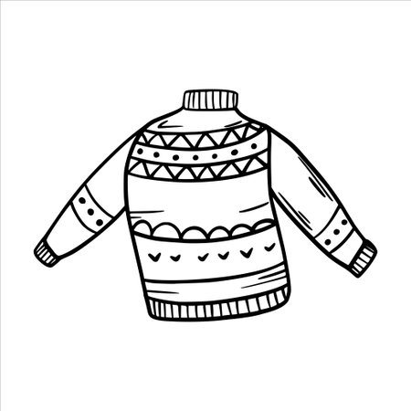 Sweater. Warm winter clothes. Vector illustration in sketch style. Knitted sweater.のイラスト素材