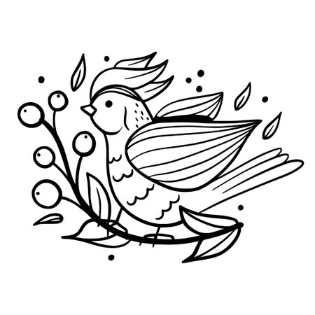 Bird. Spring bird. Coloring. Sketch. Hand drawing. For your design.のイラスト素材