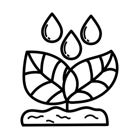 Icons. Ecology. Plant with water. Sprouts. Landscaping. Icon in modern style. Linear style.のイラスト素材