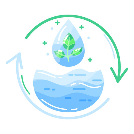 Icons. Ecology. Water drop. Plant. Pure water. Icon in modern style. Flat style.のイラスト素材
