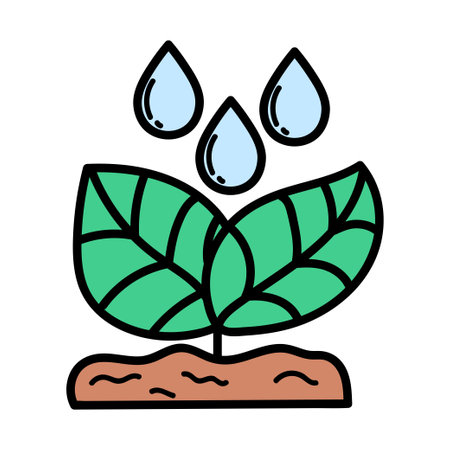 Icons. Ecology. Plant with water. Sprouts. Landscaping. Icon in modern style. Linear style.のイラスト素材