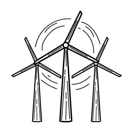 eco. Ecological icon. Windmill. Line icon. Green energy. Clean planet.のイラスト素材