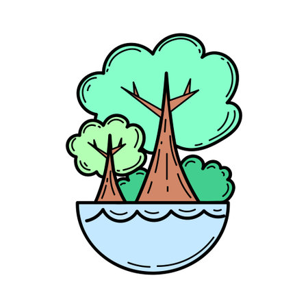 eco. Ecological icon. Tree and water. Line icon. Green energy. Clean planet.のイラスト素材