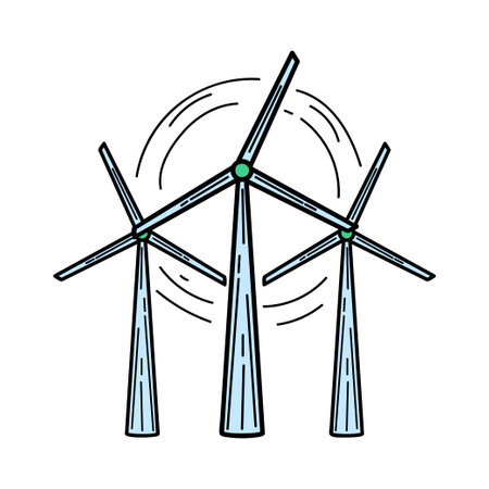eco. Ecological icon. Windmill. Line icon. Green energy. Clean planet.のイラスト素材