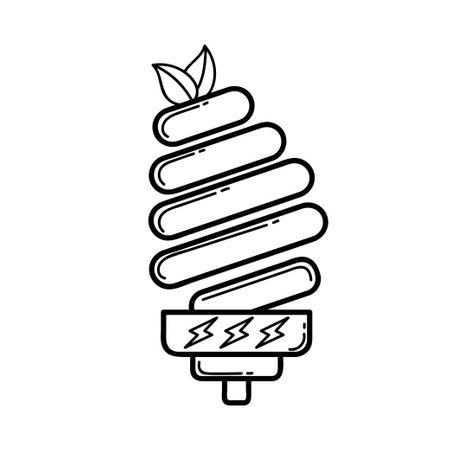 Icon. Energy saving light bulb. Green energy. Ecology. Eco style. Green. Clean planet.のイラスト素材