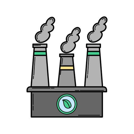 Icon. Eco factory. Green energy. Ecology. Eco style. Green. Clean planet.のイラスト素材