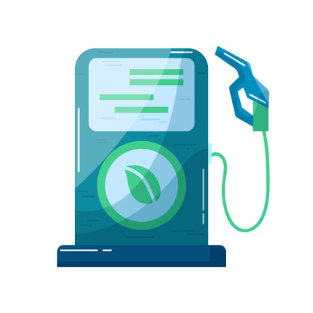 Icon. Gas station. Green energy. Ecology. Eco style. Green. Clean planet.のイラスト素材